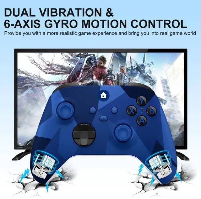 Alt view image 13 of 14 - Xbox One Controller,Xbox Controller Wireless for Xbox One, Xbox Series X/S,Wireless Controller with 3.5mm Audio Jack,with 2.4GHz Wireless Adapter,Camo Blue