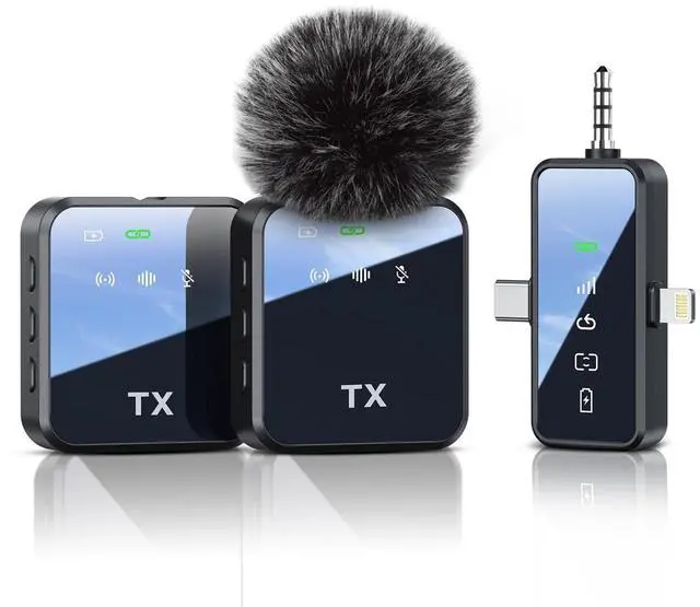 Alt view image 8 of 14 - 3 in 1 Microphone for iPhone/Android/Camera, Wireless Microphones, 328ft Transmission, 18H Battery Life, Mini Microphone for Record Interview, Vlogs, Tiktok