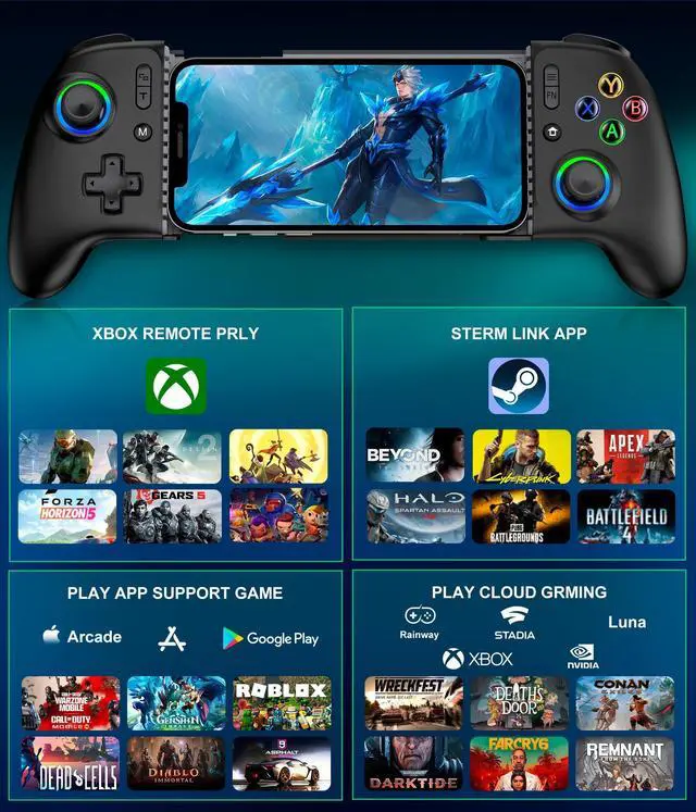 Alt view image 14 of 14 - Mobile Gaming Controller, MC2 Phone Controller for iPhone/Android/Switch/Oled/Switch 2 with Programmable/Hall Effect Joysticks & Analog Triggers/RGB Light