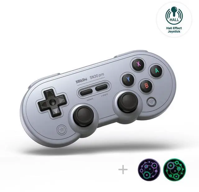 Alt view image 8 of 14 - Sn30 Pro Wireless Bluetooth Controller, Hall Effect Joystick Update, Retro Gamepad for Switch/Switch 2, PC, Steam Deck, Android, Raspberry PI, iPhone, iPad, macOS and Apple TV (Gray Edition)