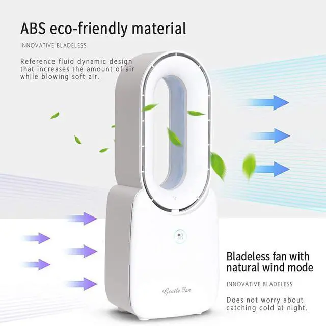 Alt view image 13 of 14 - Rechargeable Desk Fan, 5-color LED Light Bladeless Table Fan of 11.8 Inch, White Desk Fans Small Quiet for Bedroom, Home, Office