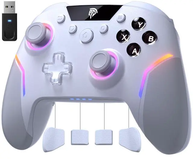 Alt view image 8 of 14 - X20 Wireless Gaming Controller with RGB Backlit, 2-Stage Hall Effect Stick, 1000Hz Polling Rate, 6-Axis Gyro on Multi-Platform, Mech Buttons- Compatible with PC/Switch/Steam/Android