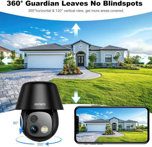 Alt view image 10 of 14 - Solar Security Cameras Wireless Outdoor, 2K Pan/Tilt 360° View Solar/Battery Powered WiFi Cameras for Home Security with AI Motion Detection, Spotlight, 2-Way Audio, Siren, IP65, SD/Cloud Storage