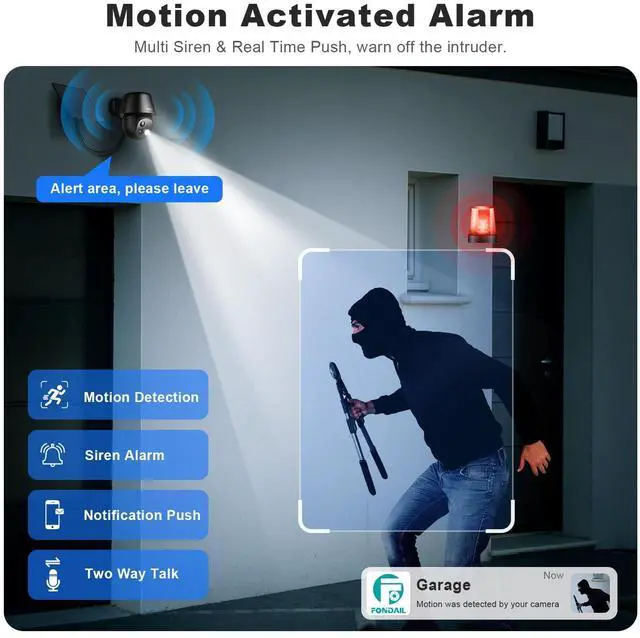 Alt view image 12 of 14 - Solar Security Cameras Wireless Outdoor, 2K Pan/Tilt 360° View Solar/Battery Powered WiFi Cameras for Home Security with AI Motion Detection, Spotlight, 2-Way Audio, Siren, IP65, SD/Cloud Storage