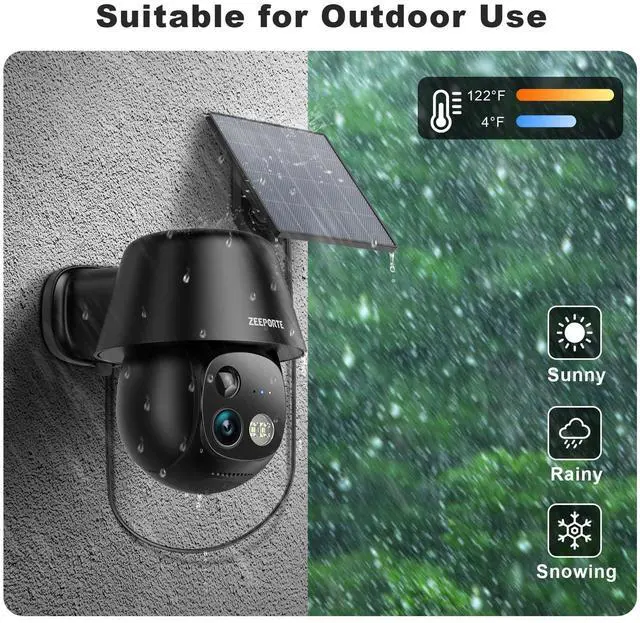 Alt view image 13 of 14 - Solar Security Cameras Wireless Outdoor, 2K Pan/Tilt 360° View Solar/Battery Powered WiFi Cameras for Home Security with AI Motion Detection, Spotlight, 2-Way Audio, Siren, IP65, SD/Cloud Storage