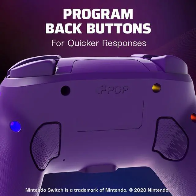 Alt view image 10 of 14 - Gaming Afterglow Wave Wireless Nintendo Switch Pro Controller - Officially Licensed, Nintendo Switch 2, Switch Lite/OLED, RGB LED Customization, App Controls, Rechargeable Battery Power - Purple