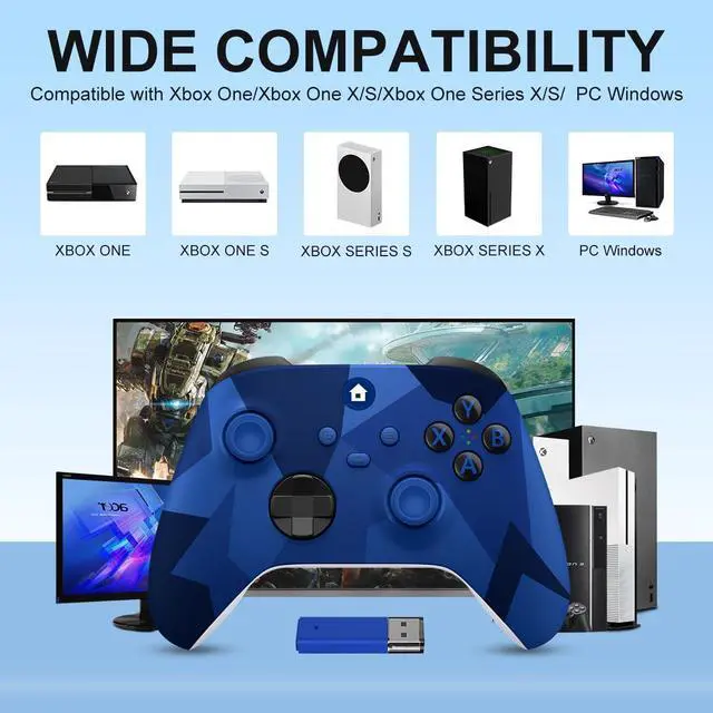 Alt view image 10 of 14 - Xbox One Controller,Xbox Controller Wireless for Xbox One, Xbox Series X/S,Wireless Controller with 3.5mm Audio Jack,with 2.4GHz Wireless Adapter,Camo Blue