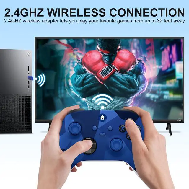 Alt view image 9 of 14 - Xbox One Controller,Xbox Controller Wireless for Xbox One, Xbox Series X/S,Wireless Controller with 3.5mm Audio Jack,with 2.4GHz Wireless Adapter,Camo Blue