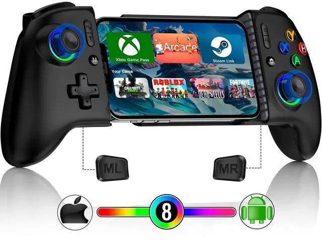 Alt view image 8 of 14 - Mobile Gaming Controller, MC2 Phone Controller for iPhone/Android/Switch/Oled/Switch 2 with Programmable/Hall Effect Joysticks & Analog Triggers/RGB Light