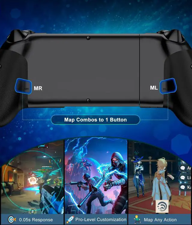 Alt view image 9 of 14 - Mobile Gaming Controller, MC2 Phone Controller for iPhone/Android/Switch/Oled/Switch 2 with Programmable/Hall Effect Joysticks & Analog Triggers/RGB Light