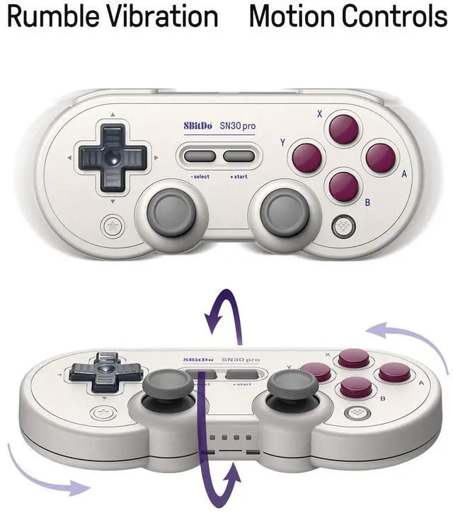Alt view image 13 of 14 - Sn30 Pro Wireless Bluetooth Controller, Hall Effect Joystick Update, Retro Gamepad for Switch/Switch 2, PC, Steam Deck, Android, Raspberry PI, iPhone, iPad, macOS and Apple TV (Gray Edition)