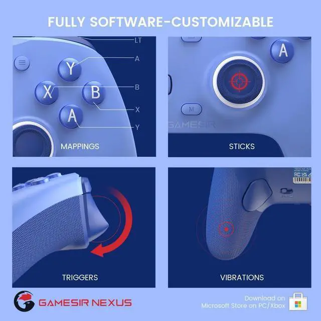 Alt view image 11 of 14 - G7 SE Wired Controller for Xbox Series X|S, Xbox One & Windows 10/11, Plug and Play Gaming Gamepad with Hall Effect Joysticks/Hall Trigger, 3.5mm Audio Jack (Blue)