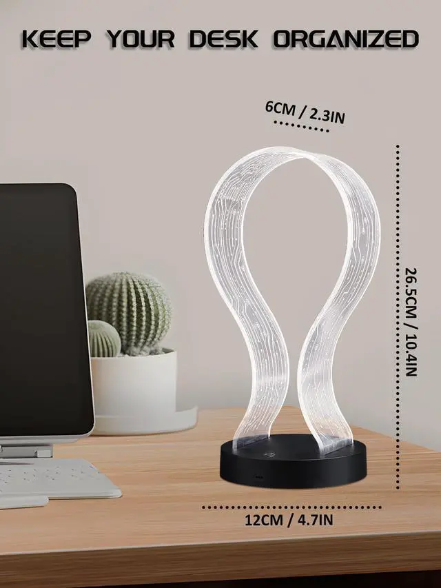Alt view image 9 of 14 - Light Up Headphone Stand with 16 Color Lights, PCB Pattern Acrylic Headset Stand with 1 USB and 1 Type-C Charging Ports, Easter Gifts for Gamers Men Boy and Music Lovers