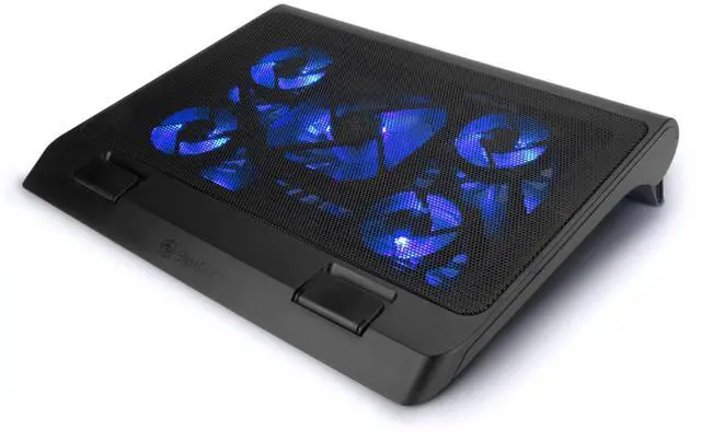 Alt view image 8 of 14 - Gaming Laptop Cooling Pad Stand with LED Cooler Fans , Adjustable Height , & Dual USB Port for 17 inch Laptops - 5 Ultra Quiet High Performance Fans 2630 RPM & Built-In Bumpers - Blue