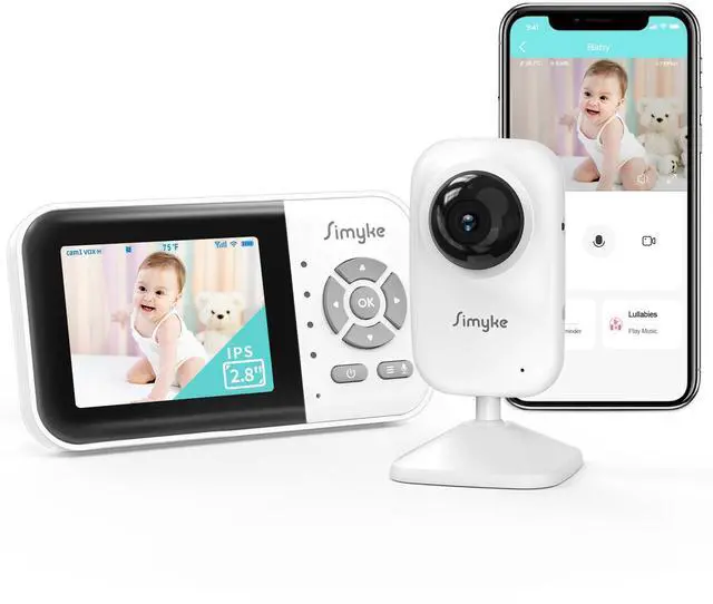 Alt view image 8 of 14 - Upgrade Video Baby Monitor,WiFi Baby Camera,2.8" Display and App Control,1200ft Long Range,2 Way Talk,Auto Night Vision,Sound Alert,VOX,Temperature Sensor 5 Lullabies Feeding Remind,Home Use