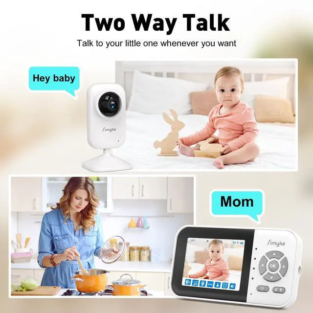 Alt view image 11 of 14 - Upgrade Video Baby Monitor,WiFi Baby Camera,2.8" Display and App Control,1200ft Long Range,2 Way Talk,Auto Night Vision,Sound Alert,VOX,Temperature Sensor 5 Lullabies Feeding Remind,Home Use
