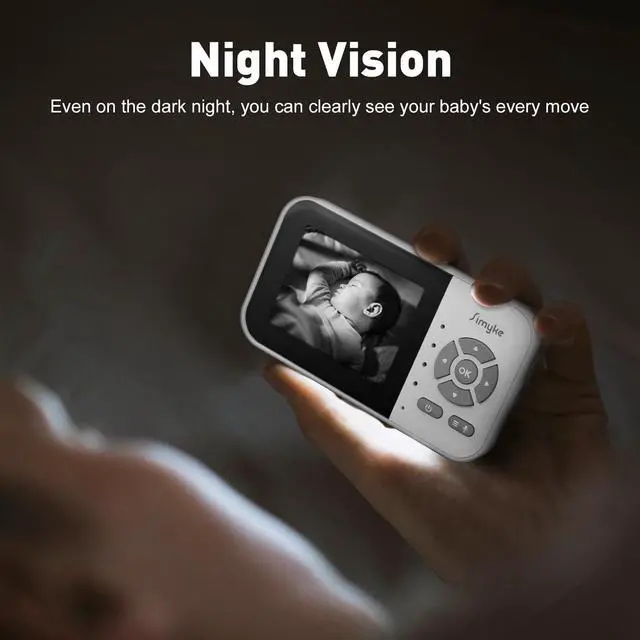 Alt view image 12 of 14 - Upgrade Video Baby Monitor,WiFi Baby Camera,2.8" Display and App Control,1200ft Long Range,2 Way Talk,Auto Night Vision,Sound Alert,VOX,Temperature Sensor 5 Lullabies Feeding Remind,Home Use