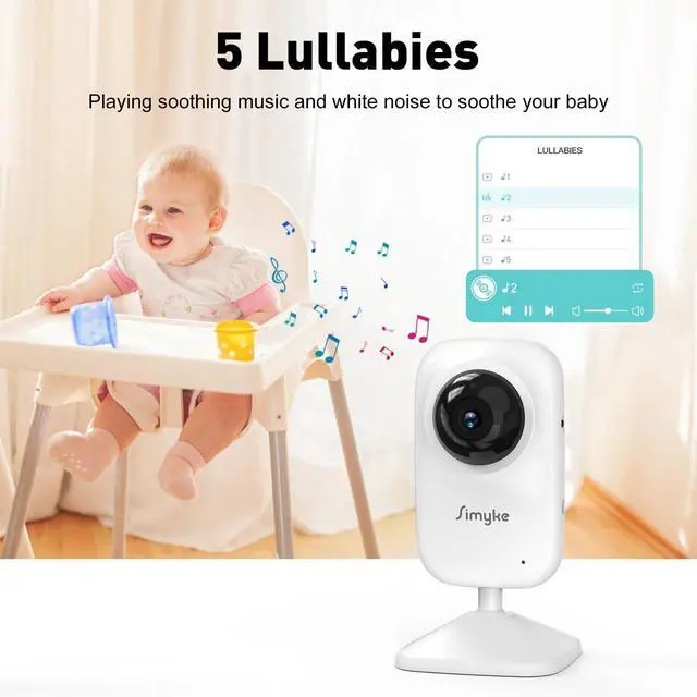 Alt view image 14 of 14 - Upgrade Video Baby Monitor,WiFi Baby Camera,2.8" Display and App Control,1200ft Long Range,2 Way Talk,Auto Night Vision,Sound Alert,VOX,Temperature Sensor 5 Lullabies Feeding Remind,Home Use