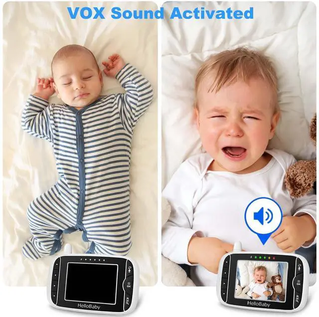 Alt view image 12 of 14 - Video Baby Monitor with Camera and Audio, 3.2Inch LCD Display, Infrared Night Vision, Two-Way Audio and Room Temperature Monitoring,Lullaby,Sound Activated Screen