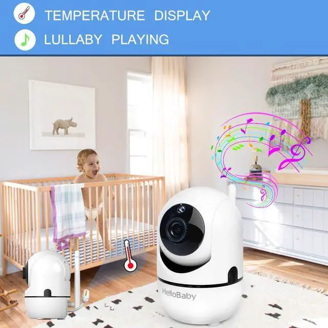 Alt view image 12 of 14 - Video Baby Monitor with Remote Camera Pan-Tilt-Zoom, 3.2'' Color LCD Screen, Infrared Night Vision, Temperature Display, Lullaby, Two Way Audio