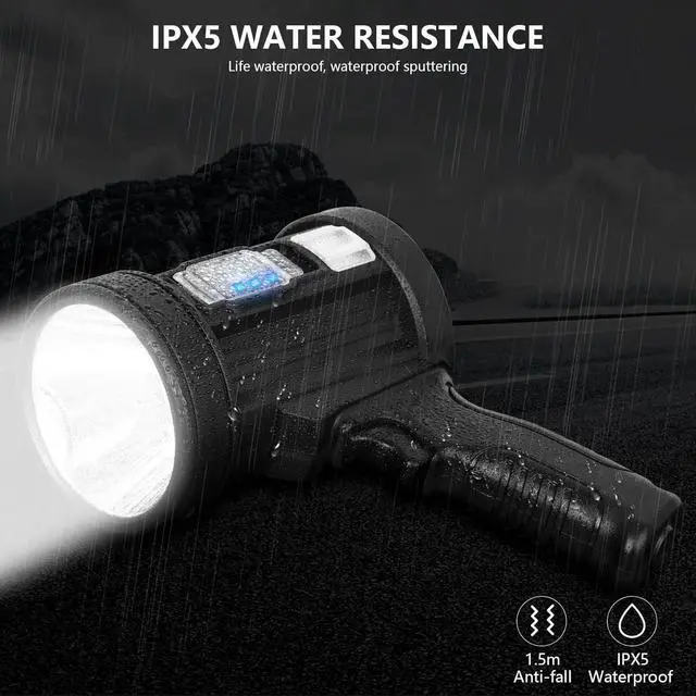 Alt view image 14 of 14 - Rechargeable Spotlight, 2,000,000 Lumens Handheld Hunting Flashlight Led Spot Light with Cob Light and Solar Panels, Lightweight and Super Bright Spotlight for Hunting Boating Camping