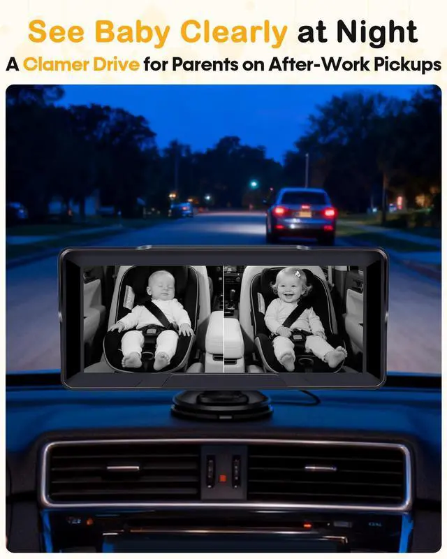 Alt view image 13 of 14 - 1080P Dual Baby Car Camera: 6.8" Night Vision Monitor 2-Kids from Head to Toe at Once - USB Plug & Play Tool-Free Easy Setup for Two-Child Families on Daily Driving