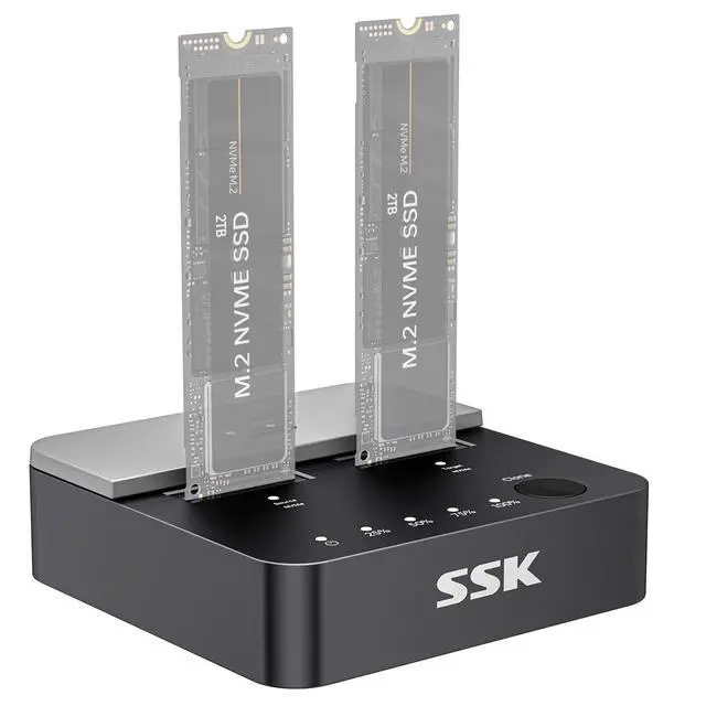 Alt view image 8 of 13 - NVMe SSD Cloner, M.2 Duplicator Dual Bay NVMe Enclosure, Tool-Free 20Gbps USB3.2 Gen 2X2 SSD to USB Adapter M.2 Docking Station for M Key PCIE NVMeSSD Reader Supports Offline Clone