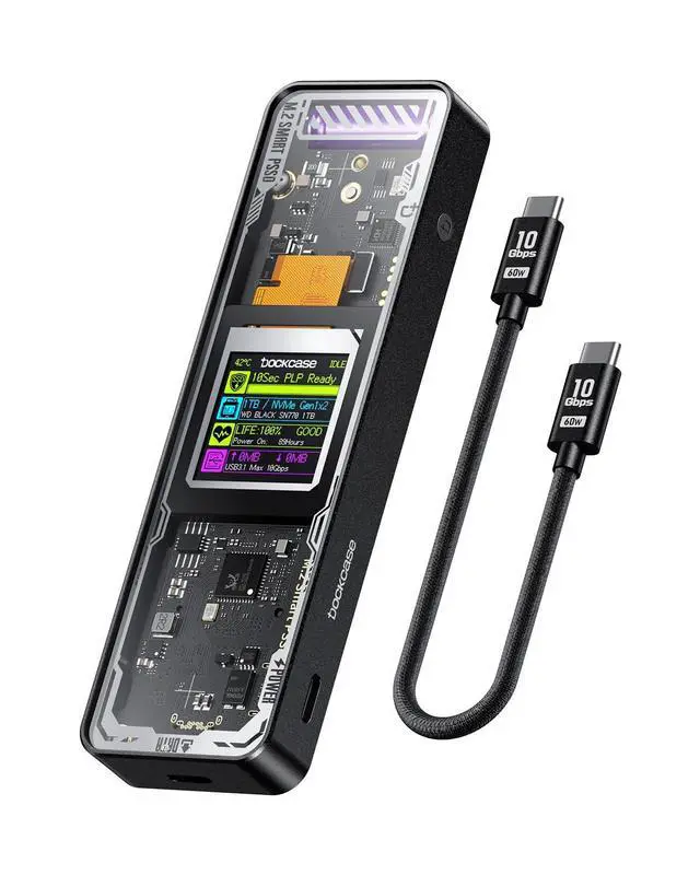 Alt view image 8 of 14 - Explorer Edition M.2 NVMe SSD Enclosure,Support 10s PLP Prevents Write Data Loss,USB 3.2 Gen 2 Type-C (10 Gbps), fits NVMe PCIe,Size 2230/2242/2260/2280,Support M-Key B+M Key UASP