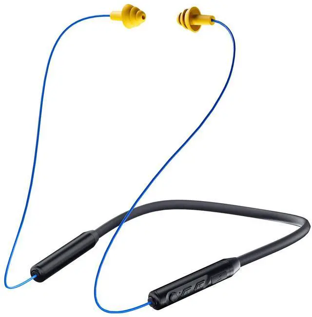 Alt view image 8 of 14 - Bluetooth Earplug Headphones, Neckband Wireless Earbuds earplugs-29db Noise Reduction isolating in-Ear earplug Earphones and Controls,IPX6 sweatproof,20+Hour Battery(Blue)