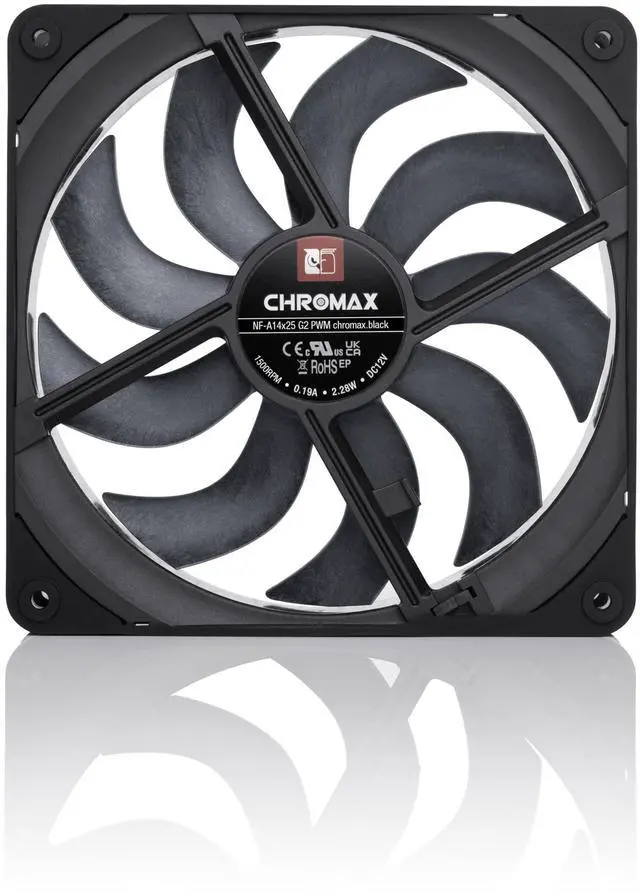 Alt view image 11 of 14 - NF-A14x25 G2 PWM chromax.Black, Premium-Quality Quiet 140mm PC Fan (Black)