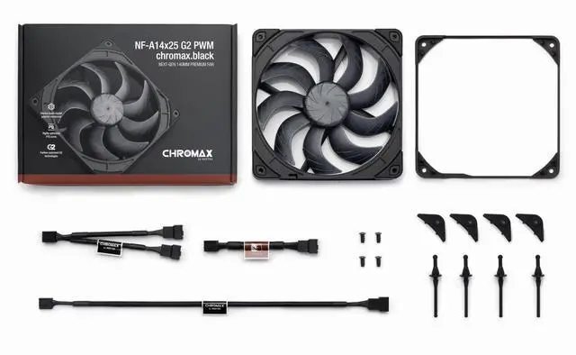 Alt view image 12 of 14 - NF-A14x25 G2 PWM chromax.Black, Premium-Quality Quiet 140mm PC Fan (Black)
