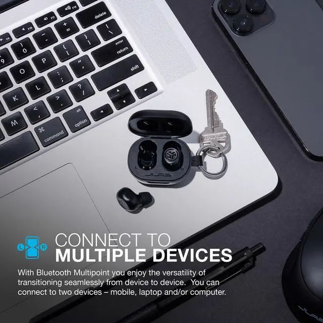 Alt view image 9 of 12 - JBuds Mini True Wireless Bluetooth Earbuds + Charging Case, Charcoal Black, IP55 Sweat and Dust Proof, Bluetooth Multipoint, Be Aware Audio, 3 EQ Sound Settings, Crystal Clear Calls