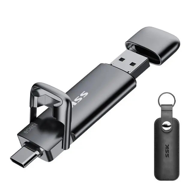 Alt view image 8 of 14 - 128GB Dual USB C Flash Drive, 2-in-1 Type C+USB A 3.2 Gen2 External Solid State Thumb Drive,Speed Up to 550MB/s Memory Stick Data Storage for iPhone 15/16/17/Android Phone/Tablet/MacBook/Windows