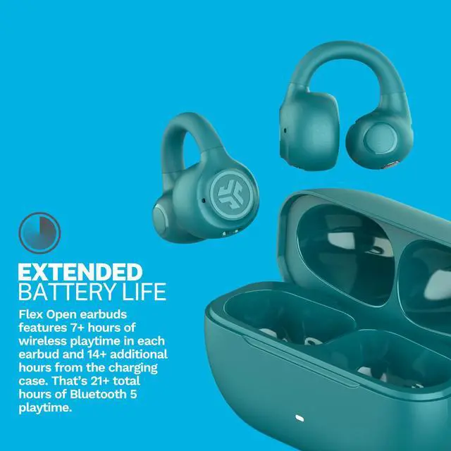 Alt view image 11 of 14 - Flex Open Earbuds, Wireless Bluetooth Open-Ear Headphones with Clip-on Cuff Design, Multipoint Connectivity, App Customization, 21+ Hours Battery, IPX4, Teal