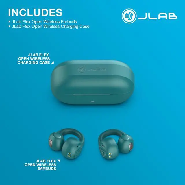 Alt view image 14 of 14 - Flex Open Earbuds, Wireless Bluetooth Open-Ear Headphones with Clip-on Cuff Design, Multipoint Connectivity, App Customization, 21+ Hours Battery, IPX4, Teal