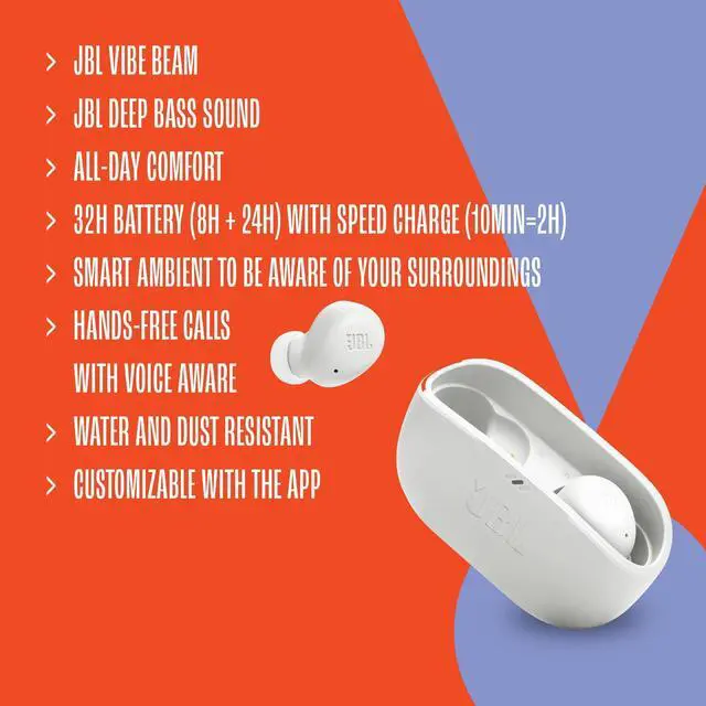 Alt view image 10 of 12 - Vibe Buds - True Wireless Earbuds, Smart Ambient, VoiceAware, Up to 32 total hours of battery life with speed charging, Water and dust resistant, JBL Deep Bass Sound (Black)