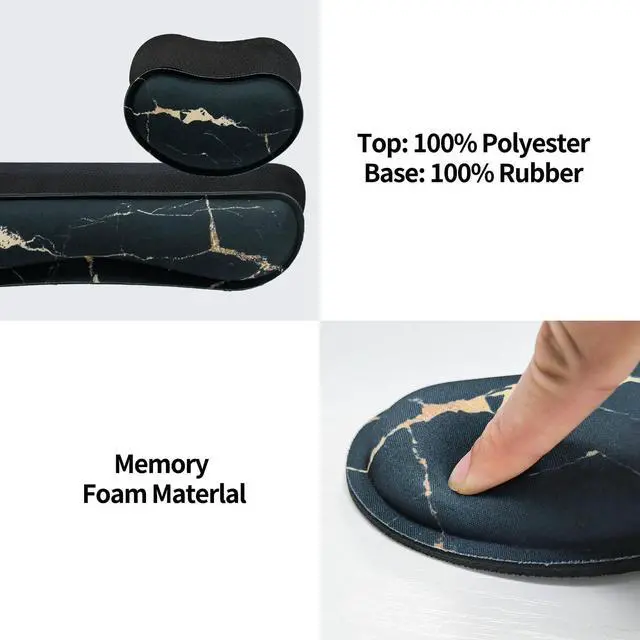 Alt view image 10 of 12 - Ergonomic Mouse Pad and Keyboard Wrist Rest (4 Pcs), Non-Slip Desk Mat Protector, Desk Pad for Keyboard and Mouse, Large Gaming Mousepad-Black Marble (31.5×15.7 Inches)