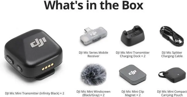 Alt view image 14 of 14 - Mic Mini (2 TX + 1 Mobile RX), Wireless Lavalier Microphone for iPhone 17/16/15 & Android/PC/Tablet, Plug-and-Play, 300m Transmission, Ultralight, Active Noise Cancelling, YouTube, Vlog, Streaming