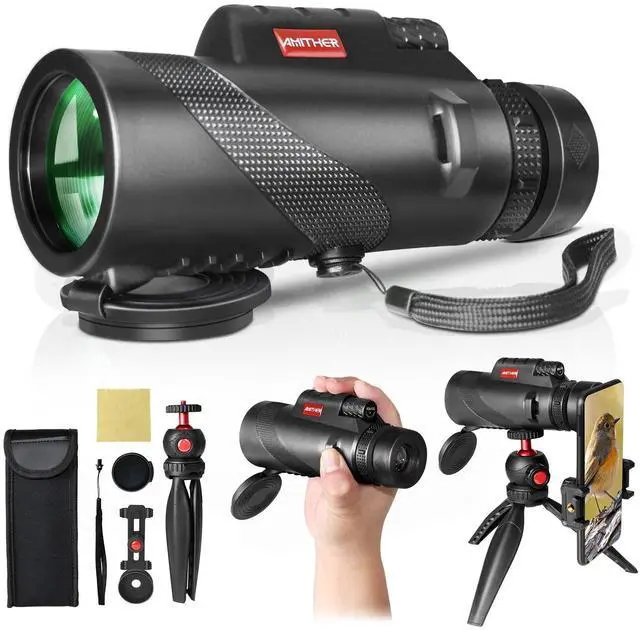 Alt view image 7 of 12 - 80x100 Monocular Telescope for Smartphones - High Powered HD Monocular with Tripod & Adapter, Low Light Vision for Adults - for Wildlife, Bird Watching, Hunting, Hiking