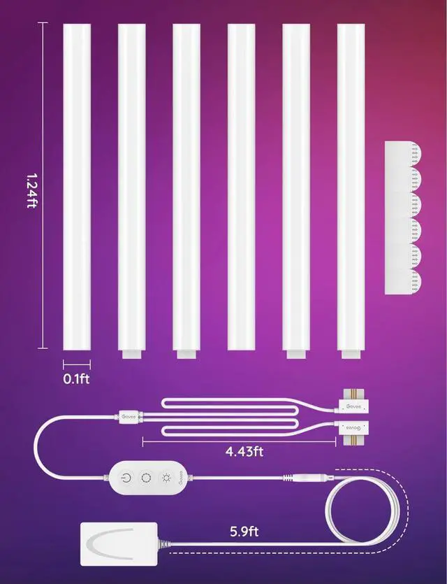 Alt view image 14 of 14 - Glide Wall Lights, RGBIC LED Light, Smart Gaming Light Compatible with SmartThings, RGB Lights Bar, LED Wall Lights for Bedroom, 2 Panels Set (3 Sections/Panel)
