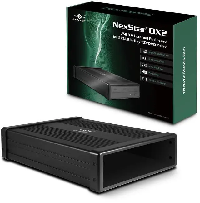 Alt view image 8 of 14 - NexStar DX2 USB 3.0 External Enclosure, Design for 5.25" Blu-Ray/CD/DVD SATA Drive, 2nd Gen DX, Aluminum Alloy, fit Any Depth Optical Drive, TAA Compliant, USB Hot swappable (NST-540S3-BK)