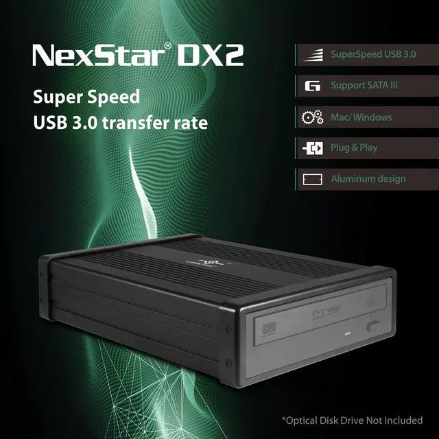 Alt view image 9 of 14 - NexStar DX2 USB 3.0 External Enclosure, Design for 5.25" Blu-Ray/CD/DVD SATA Drive, 2nd Gen DX, Aluminum Alloy, fit Any Depth Optical Drive, TAA Compliant, USB Hot swappable (NST-540S3-BK)