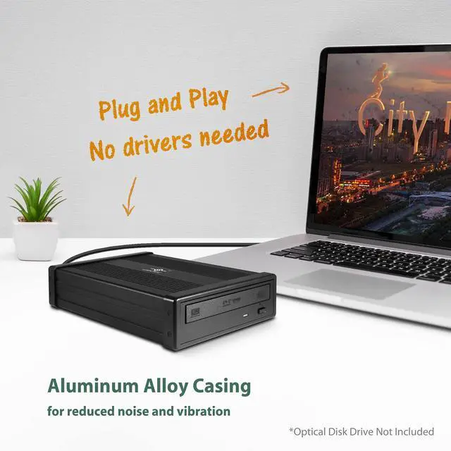 Alt view image 10 of 14 - NexStar DX2 USB 3.0 External Enclosure, Design for 5.25" Blu-Ray/CD/DVD SATA Drive, 2nd Gen DX, Aluminum Alloy, fit Any Depth Optical Drive, TAA Compliant, USB Hot swappable (NST-540S3-BK)
