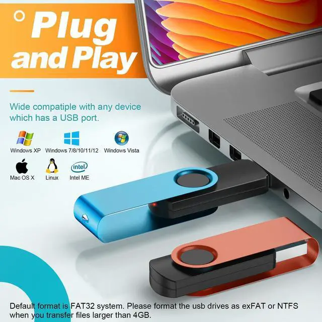 Alt view image 10 of 14 - 32GB USB Stick Pack of 10 USB 2.0 Memory Sticks Bulk, Metal 32 Giga Flash Drive Swivel Pendrive Portable Keychain Pen Drives 32 GB Colorful Multipack U Disk for Data Storage Paper Works