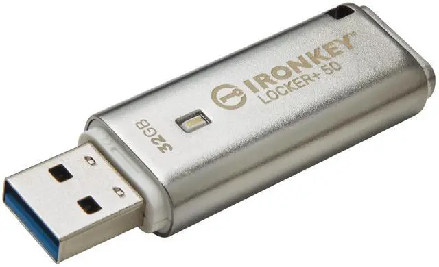 Alt view image 11 of 14 - Ironkey Locker+ 50 32GB Encrypted USB Flash Drive | USB 3.2 Gen 1 | XTS-AES Protection | Multi-Password Security Options | Automatic Cloud Backup | Metal Casing | IKLP50/32GB,Silver