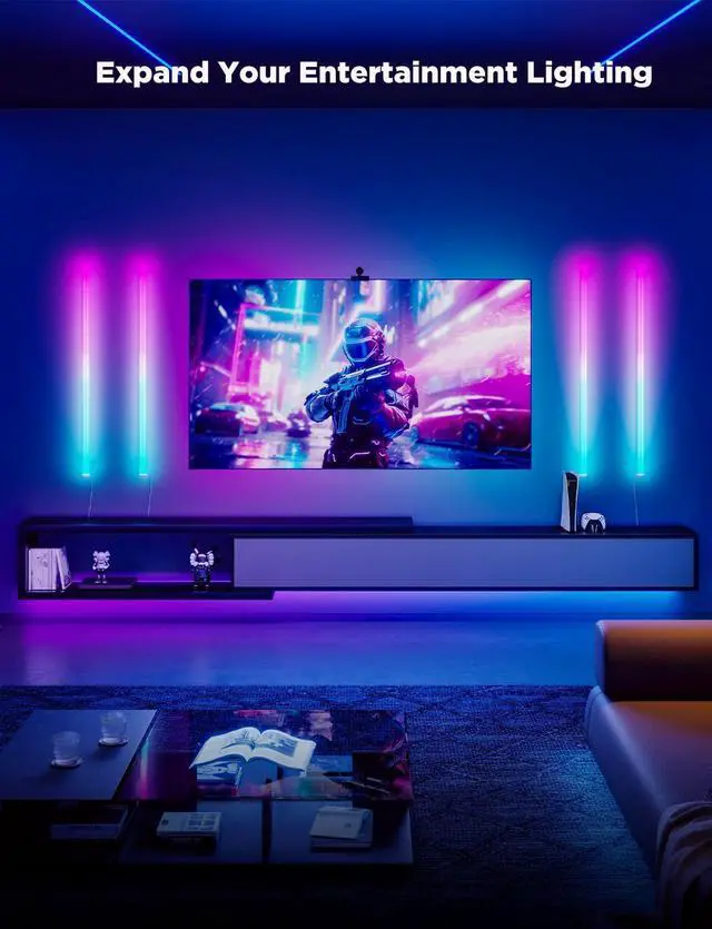 Alt view image 9 of 14 - Glide Wall Lights, RGBIC LED Light, Smart Gaming Light Compatible with SmartThings, RGB Lights Bar, LED Wall Lights for Bedroom, 2 Panels Set (3 Sections/Panel)