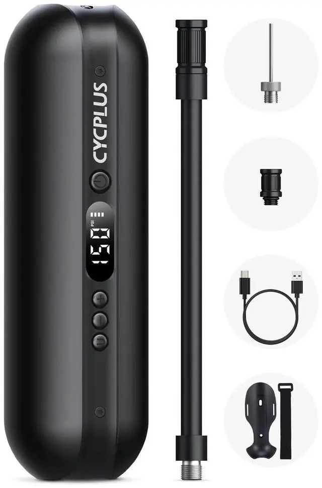 Alt view image 8 of 14 - Electric Air Compressor Portable Bicycle Pump Car Tire Inflator, Max 150 PSI, Auto Shut-Off Air Pump with Presta and Schrader Valves for All Bicycles Motorcycles and Cars