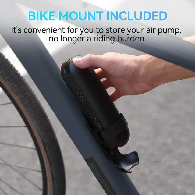 Alt view image 12 of 14 - Electric Air Compressor Portable Bicycle Pump Car Tire Inflator, Max 150 PSI, Auto Shut-Off Air Pump with Presta and Schrader Valves for All Bicycles Motorcycles and Cars
