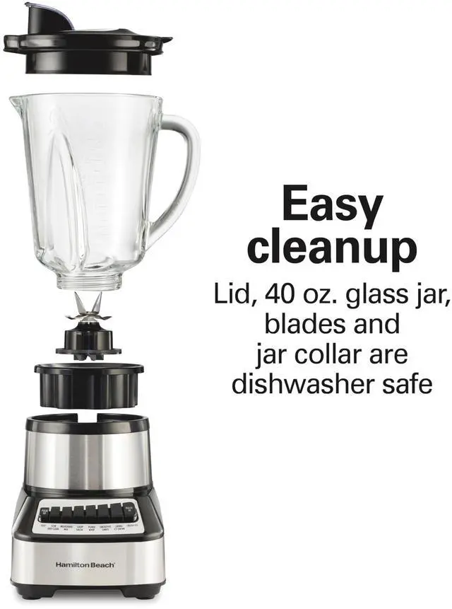 Alt view image 13 of 14 - Wave Crusher Blender For Smoothies With 40 Oz Glass Jar and 14 Functions, Ice Sabre Blades & 700 Watts for Consistently Smooth Results, Black + Stainless Steel (54221)