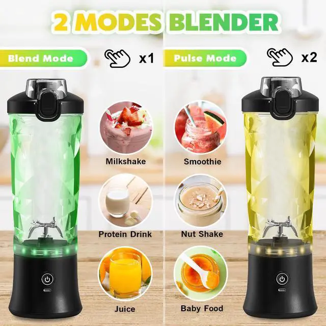 Alt view image 10 of 14 - Portable Blender Personal Juicer for Shakes and Smoothies - 20 OZ Electric Protein Shaker Bottle with Insulated Sleeve, Travel Lid, USB-C Rechargeable - Mini Small Blender Cup for Kitchen, Office, Gym